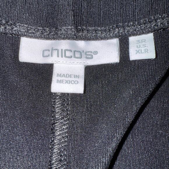 Chico’s Women Black Liquid Knit Wide Leg Pull-On Pants 3R XL Stretch Comfort - Picture 3 of 6